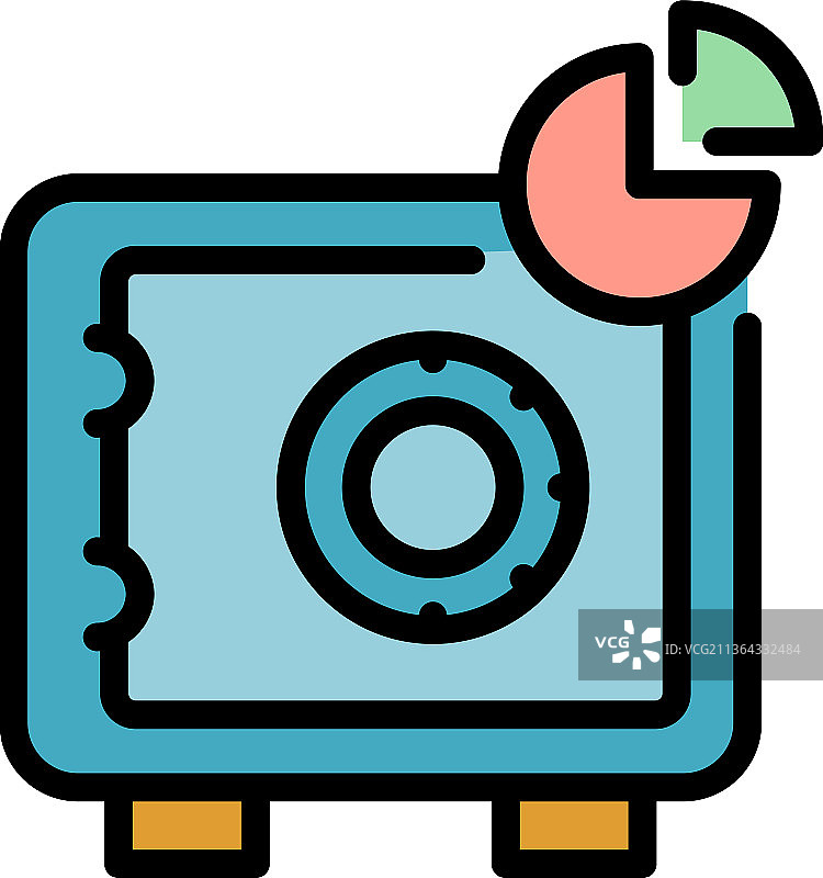 饼状图彩色轮廓图标安全箱图片素材