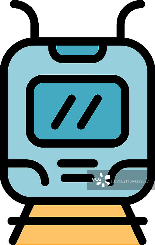 地铁列车彩色轮廓图标图片素材
