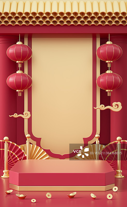 产品展台春节喜庆节日场景背景图片素材