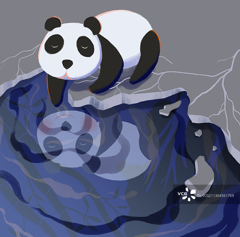 熊猫倒影图片素材