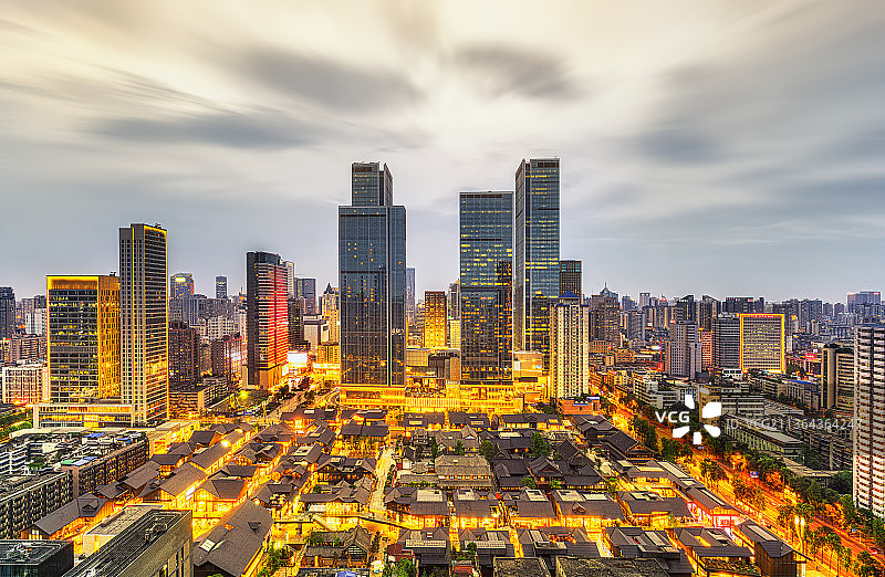 四川成都春熙路太古里CBD夜景航拍图图片素材