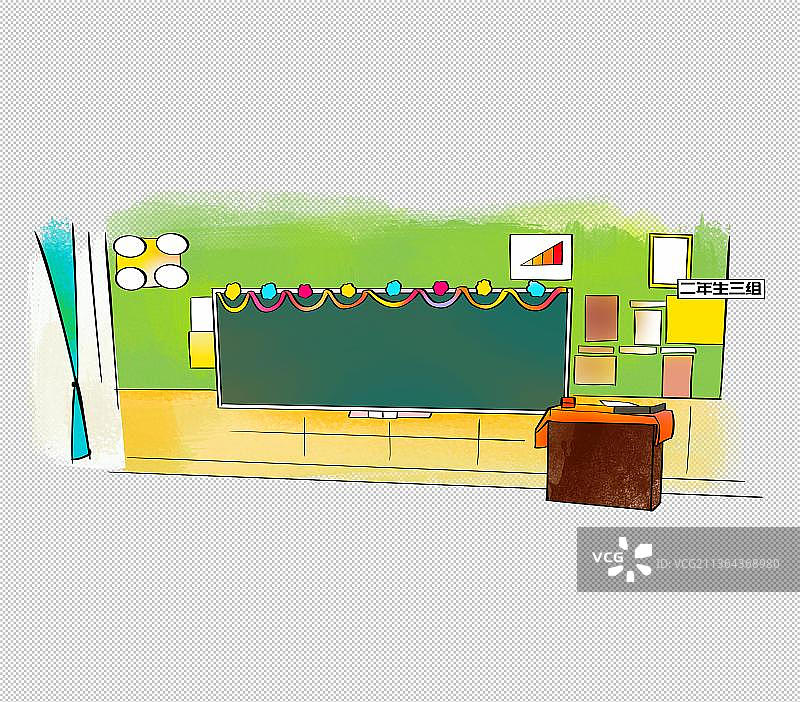 幼儿园学校教室内部结构 黑板讲台墙面图片素材
