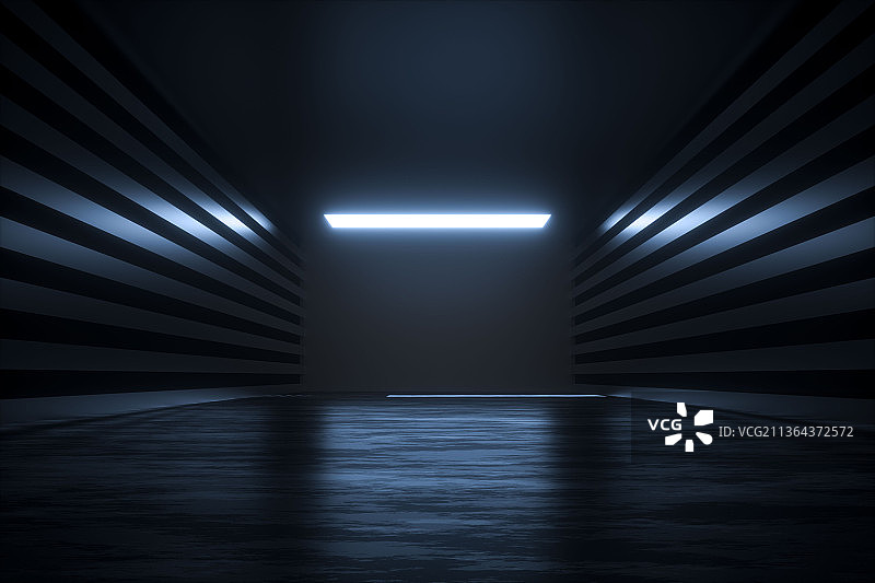 照明微弱的过道 3D渲染图片素材