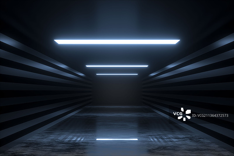 照明微弱的过道 3D渲染图片素材