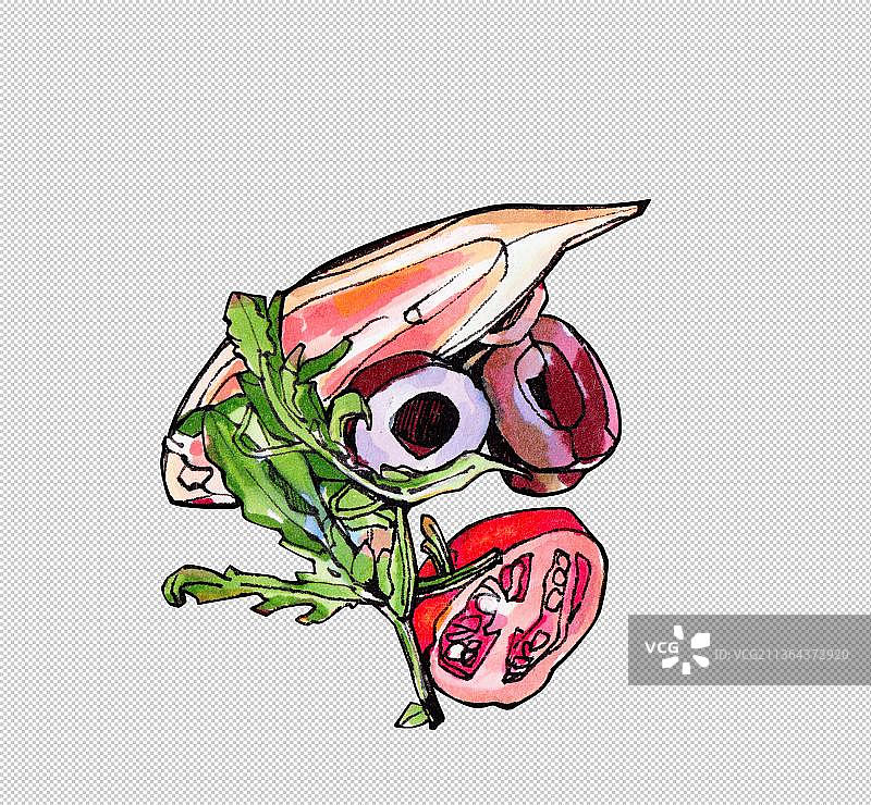 无花果 橄榄 西红柿 沙拉菜 美食食物餐饮菜单饮食图片素材