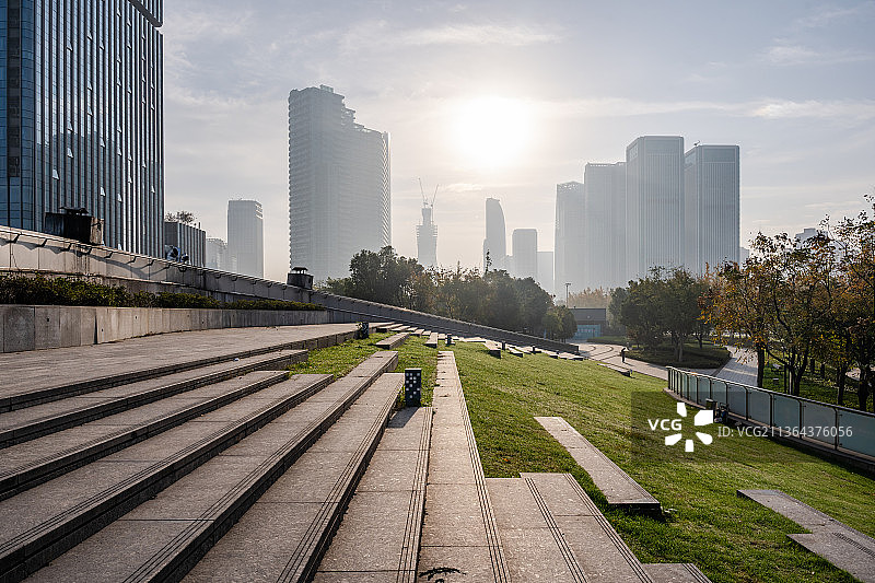 浙江杭州滨江钱江世纪城你好广场城市建筑风光图片素材
