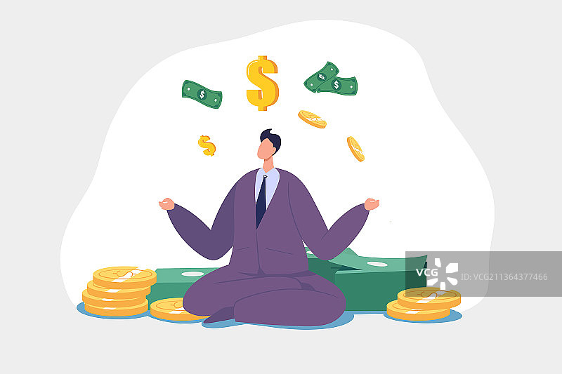 坐着想钱的男性商务人士图片素材