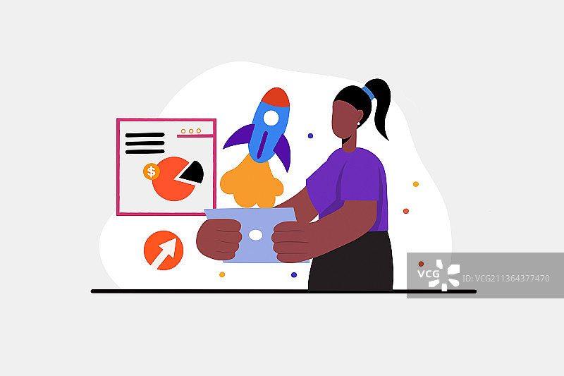 手拿平板的年轻女性图片素材