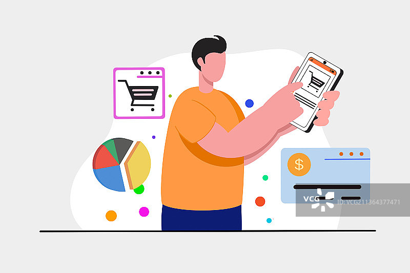 使用手机进行网购的年轻男性图片素材