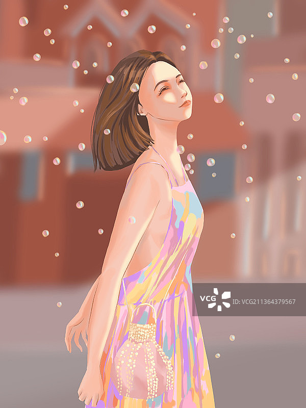 阳光下的少女图片素材