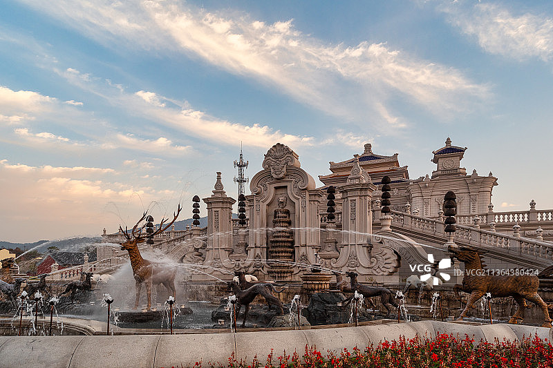 横店圆明新园长春园夏苑喷泉建筑艺术风光图片素材