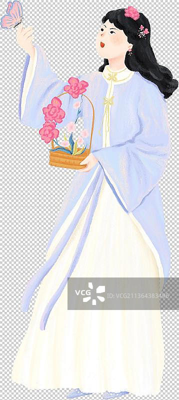 古风美女与蝴蝶图片素材