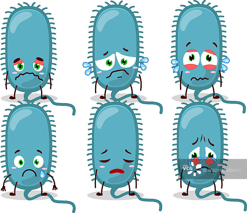 带有悲伤表情的米纳科病毒卡通形象图片素材