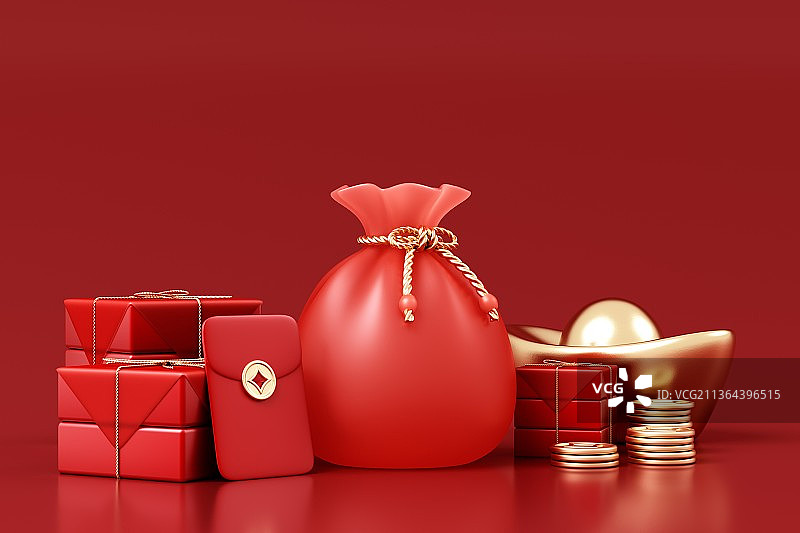 3D渲染的中国风概念插画图片素材