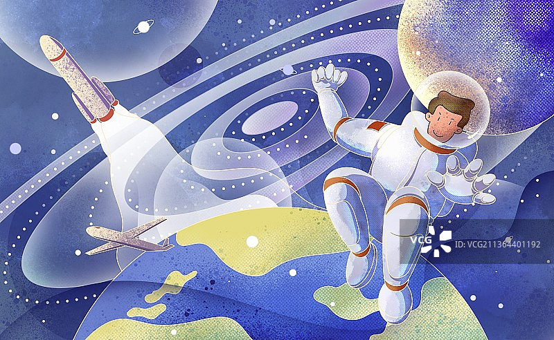 宇航员太空科技插画图片素材