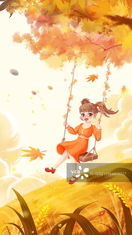 秋千少女图片素材