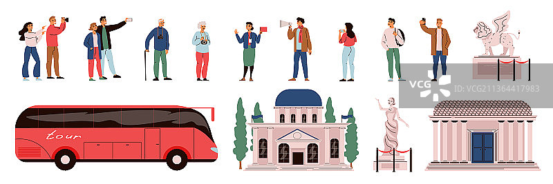 导游扁平化设计套装图片素材