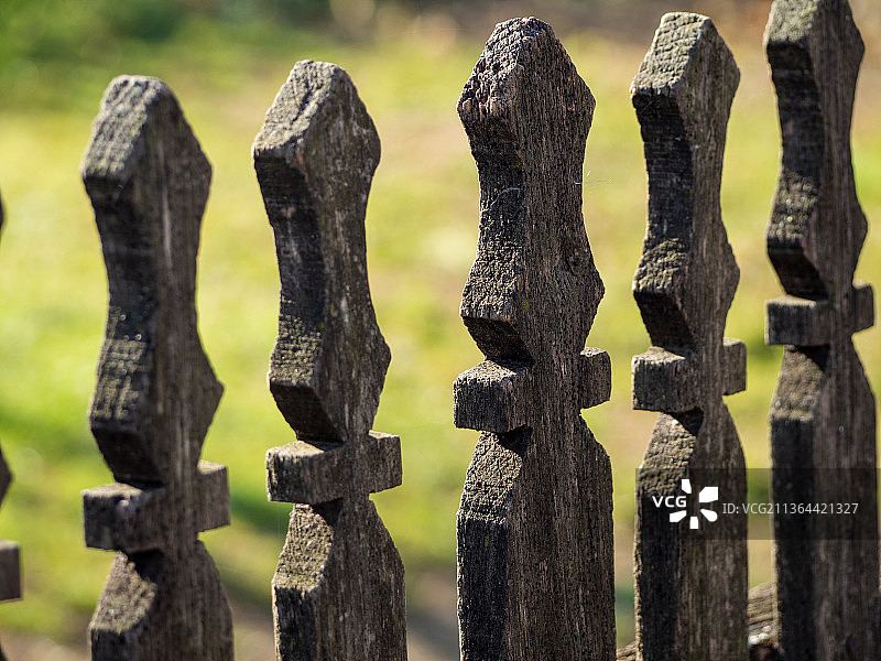 古老的木制围栏特写，罗马尼亚，布加勒斯特图片素材