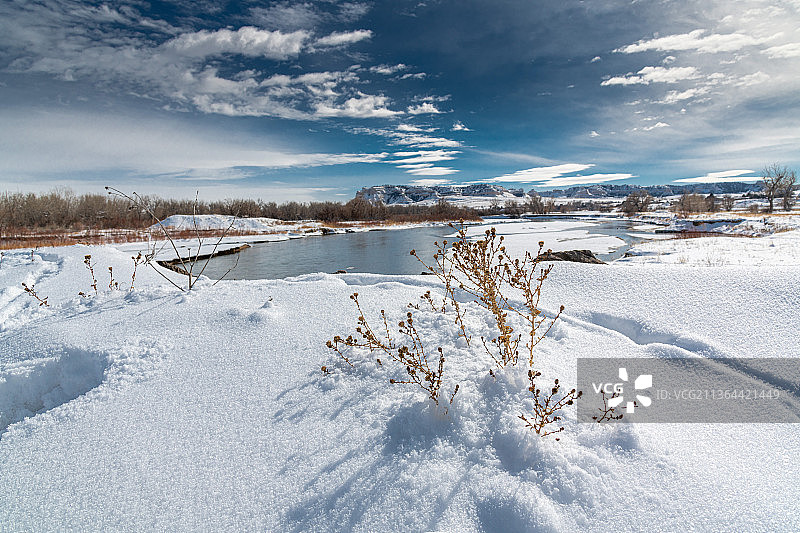 内布拉斯加州西部冬季雪景图片素材