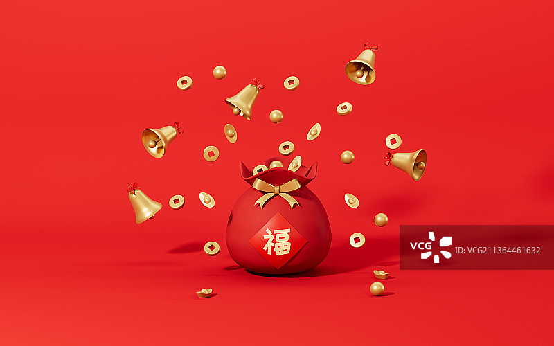 创意新年福袋3D渲染图片素材