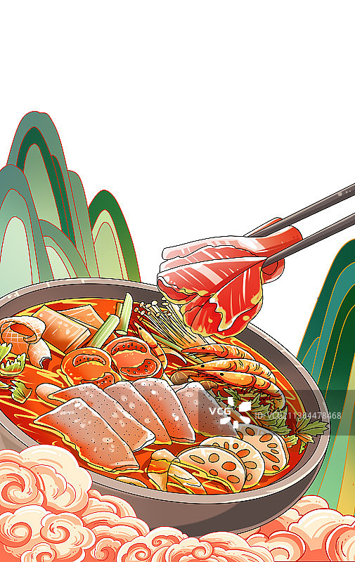 国潮风重庆火锅餐饮海报插画图片素材