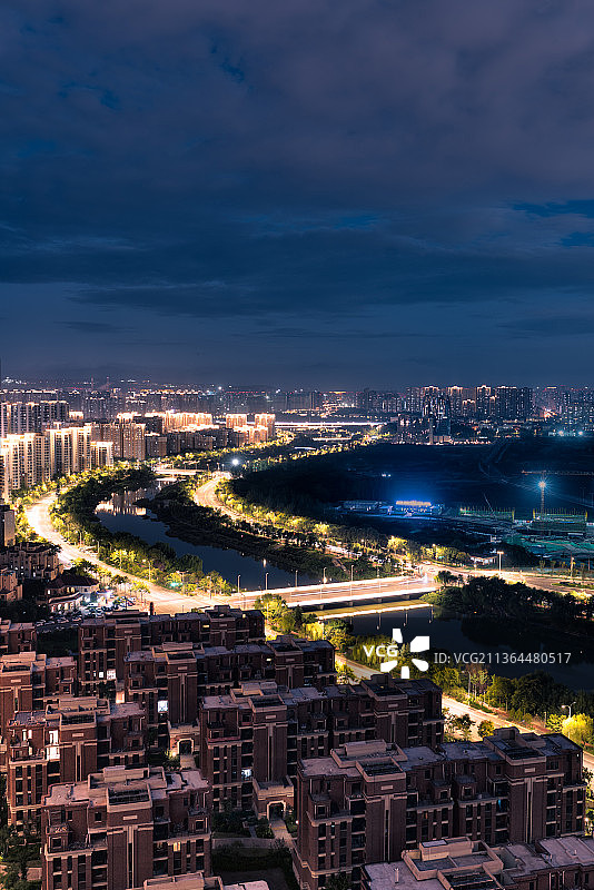 浐河两岸夜景图片素材