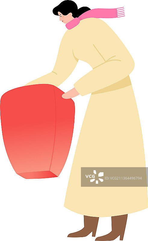 年俗大年初八女生制作许愿灯图片素材