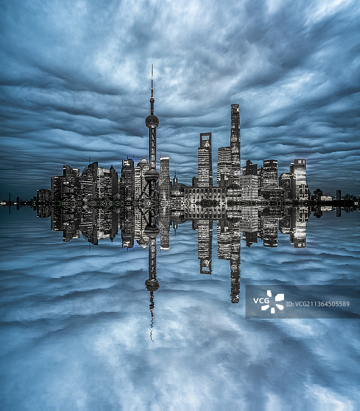 上海陆家嘴夜景城市风光全景图片素材