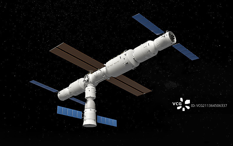 中国空间站，C4D软件制作图片素材