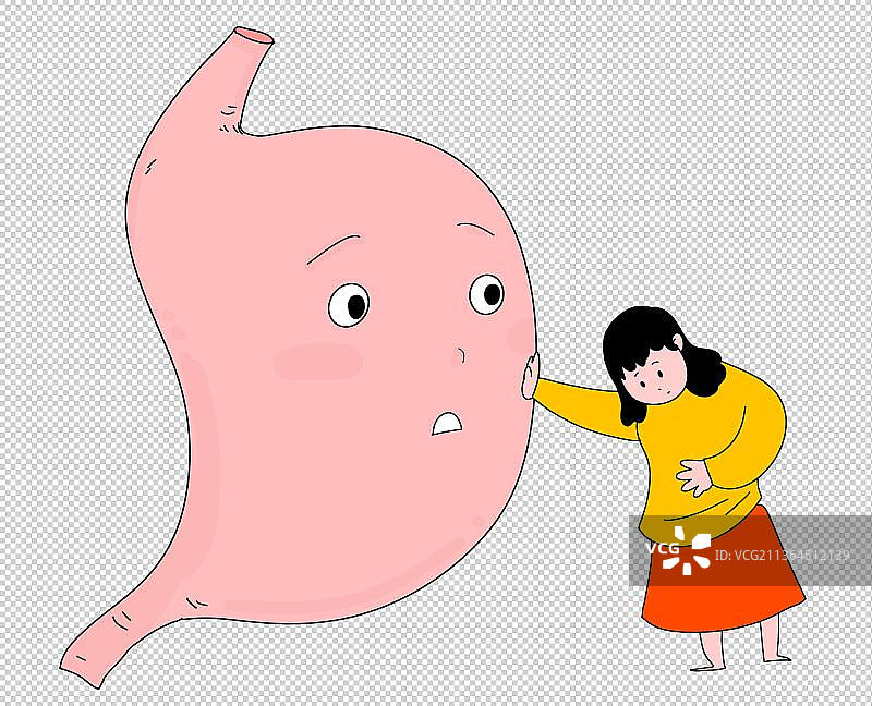 卡通漫画设计插画元素幽门螺旋杆菌引起胃癌图片素材