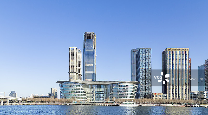 天津滨海新区于家堡商业区高楼群图片素材