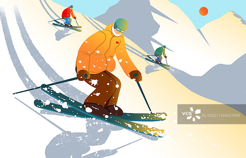 滑雪运动滑雪比赛插画海报图片素材