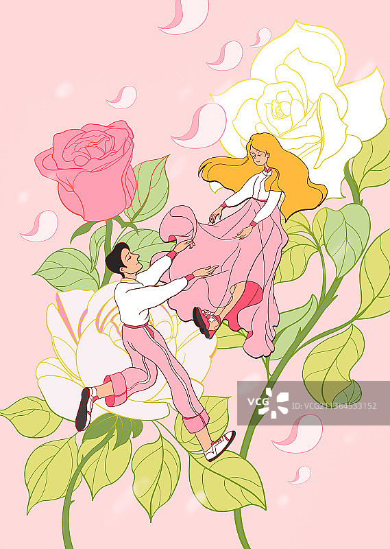 玫瑰花中相互奔赴图片素材