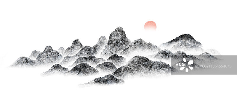 水墨山水插画图片素材