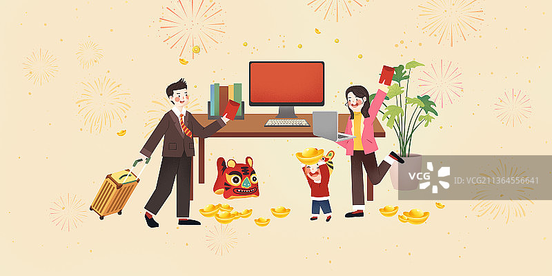 虎年春节年俗大年初七开工大吉图片素材