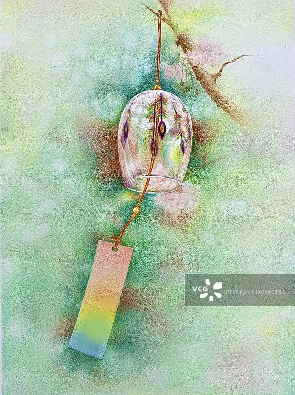 风铃寄情|彩铅插画图片素材