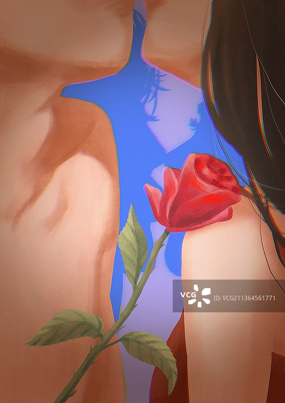 情人节插画打光图片素材