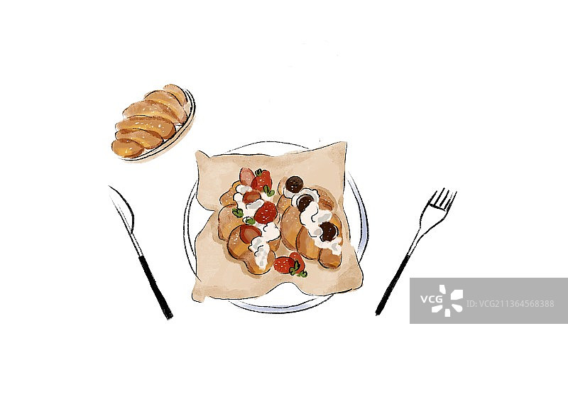 早餐牛角包图片素材