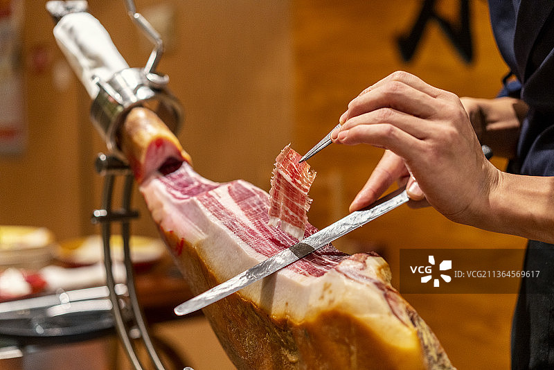 伊比利亚火腿特写图片素材