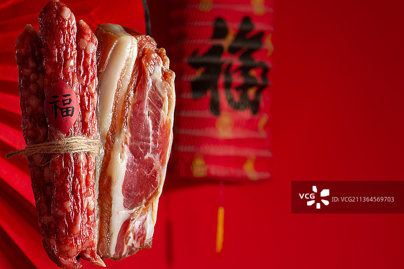 新年年货香肠腊肉图片素材
