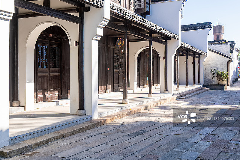 南浔古镇青砖路面古街和古建筑图片素材