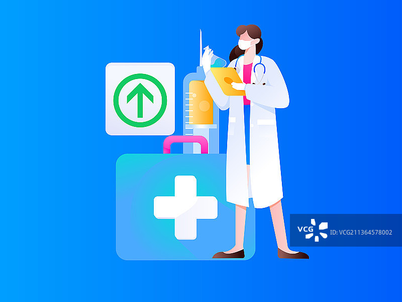 医生防疫抗疫扁平矢量概念运营插画图片素材