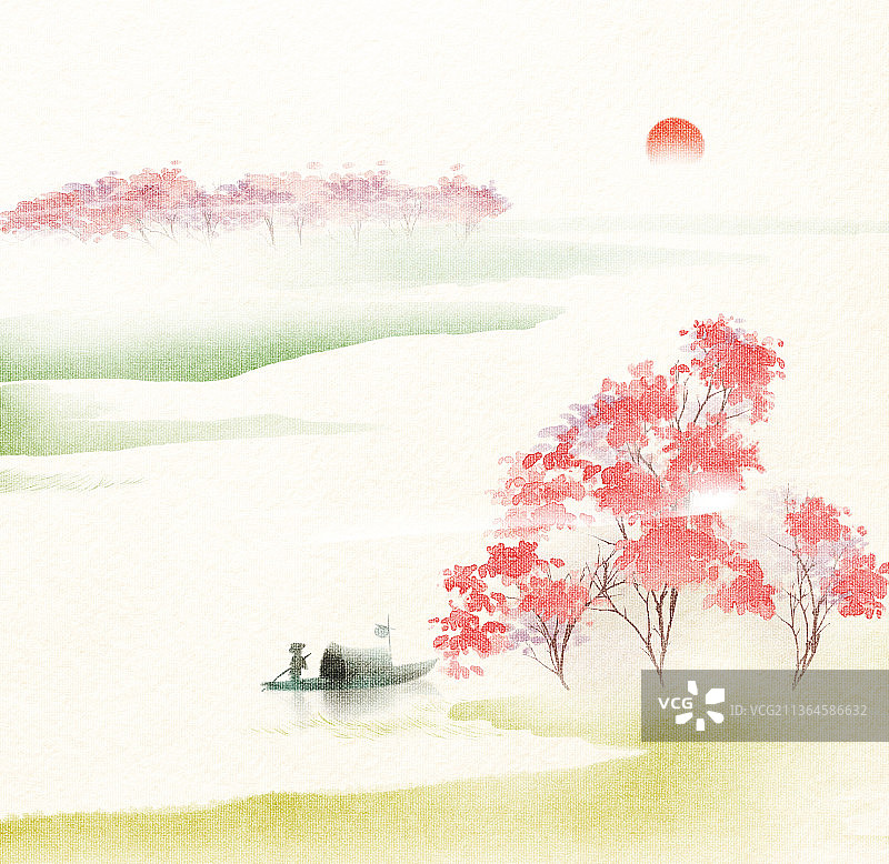 秋天风景插画图片素材