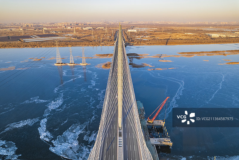 天津团泊新桥航拍风光图片素材