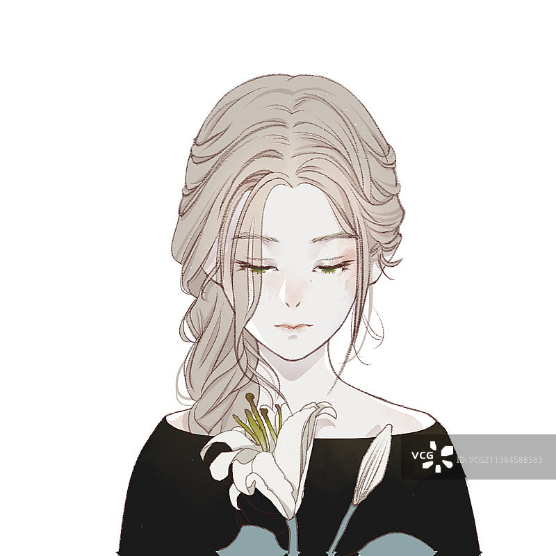 百合少女图片素材