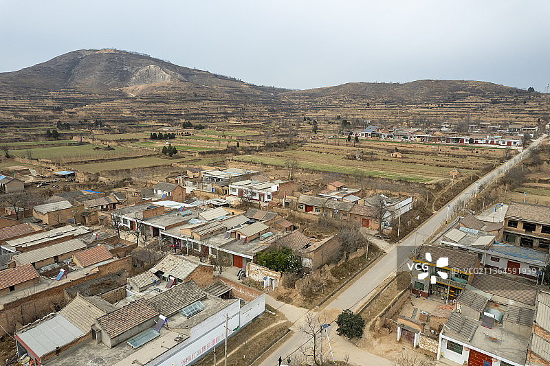 陕西省西安市关中地区农村民宅航拍图片素材