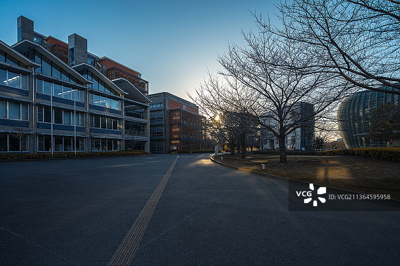 夕阳下的日本东京都六本木大学校园风景图片素材