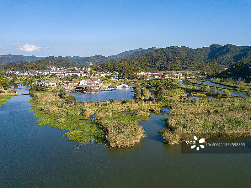 航拍浙江省宁波市东钱湖景区风光图片素材