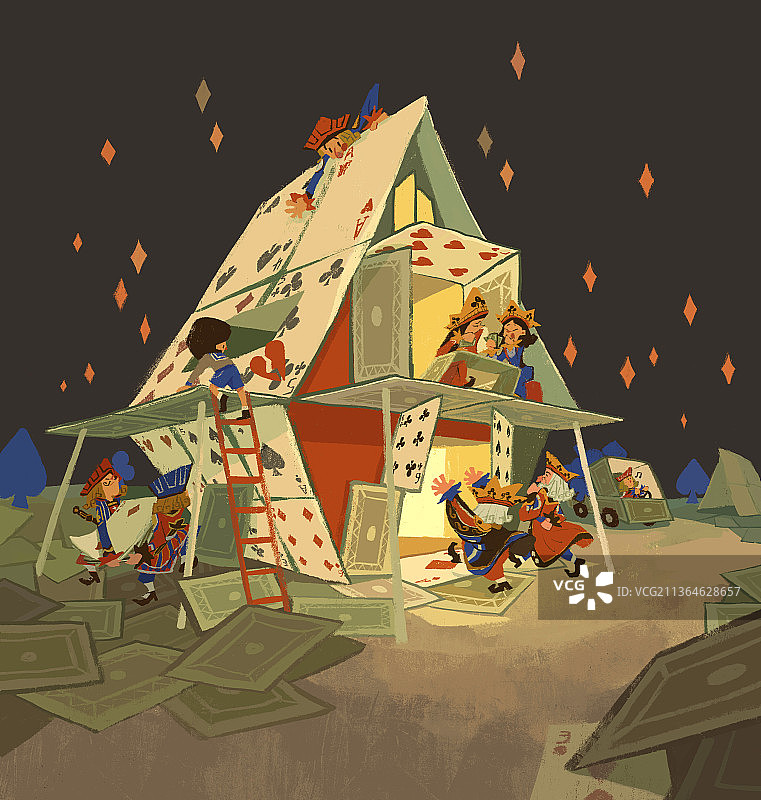 扑克屋图片素材