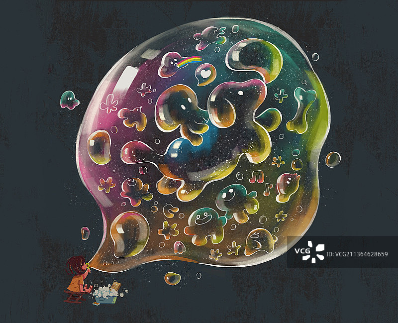 吹泡泡的小女孩图片素材